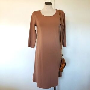 Attitude by Renee Latte Round Neck Quarter Sleeve Women's Dress Size S.